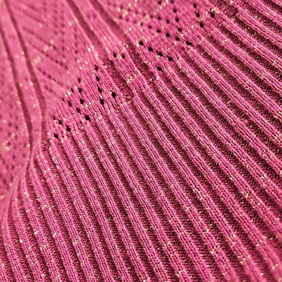 Cowl Neck Glitter Sweater Size 14/16 Ribbed Purple Long Sleeve Boho Y2K Luxe AS - Picture 11 of 15